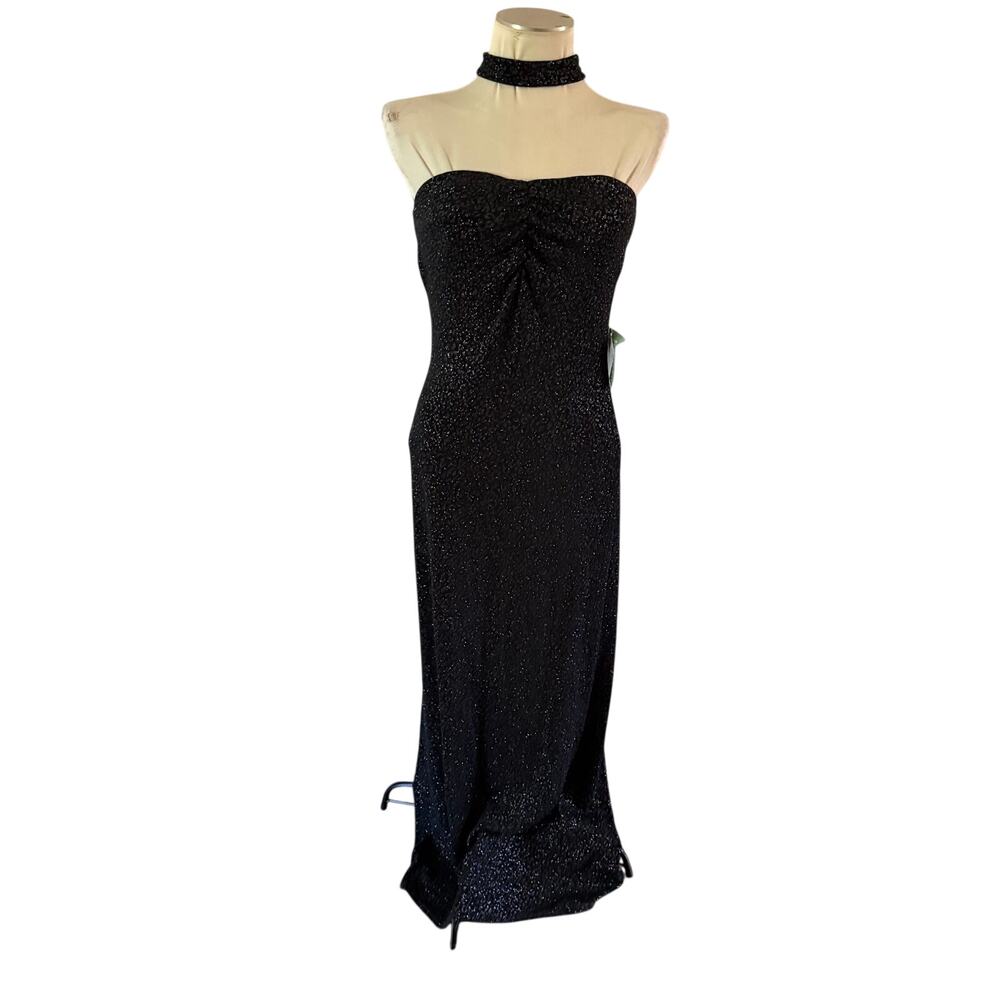 NWT Gunne Sax Black Sparkle Choker Gown Sz 8 Whimsigoth Fairy Grunge Prom Y2K
